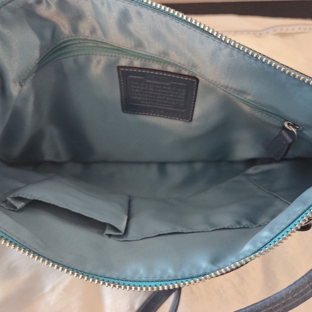 Coach Poppy Spectator Hippie Green Blue Leather Crossbody Bag - Picture 11 of 14